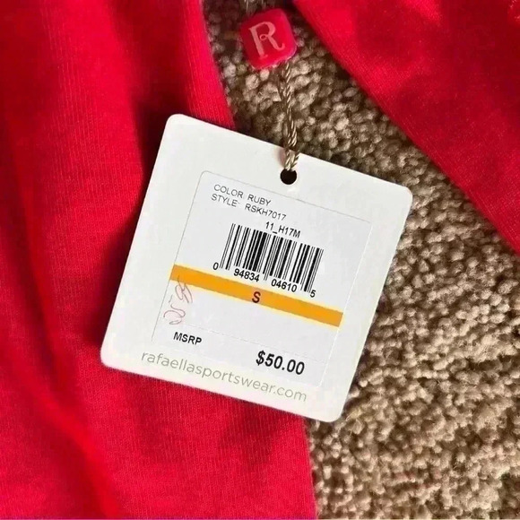 NWT Rafaella Red decorative neck jeweled top size small - Picture 2 of 5